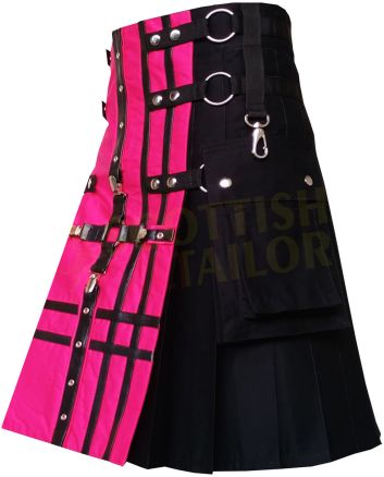 Black Fashion Pink Apron Hybrid Kilt