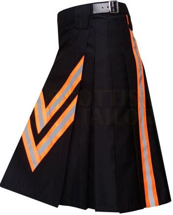 Black Firefighter Kilt For Men, Black color for Male