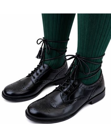Black Ghillie Brogue Kilt Shoes, Black color for Male