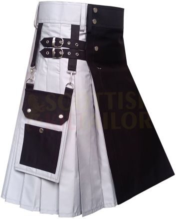 Black & Grey Utility Hybrid Kilt, Black color for Male