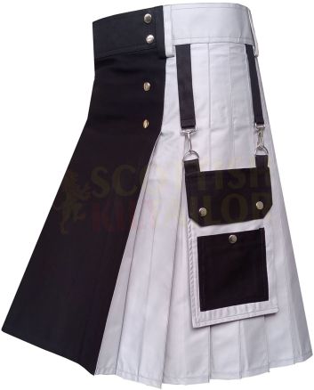 Black & Grey Utility Hybrid Kilt, Black color for Male