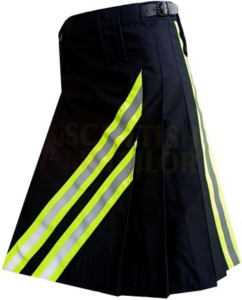 Black High Visibility Firefighter Kilt, Black color for Male