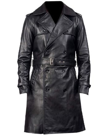 Black Leather Coat For Sale