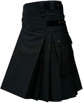 Black Utility Deluxe Kilt Leather Strap, Black color for Male