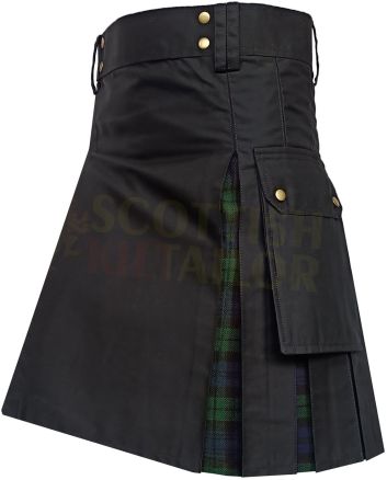 Black Watch Tartan Utility Hybrid Kilt, Black color for Male