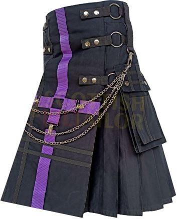 Black With Front Apron Fashion Hybrid Kilt