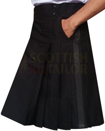 Black Wool Tuxedo Kilt, Black color for Male
