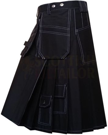 Black Work wear Utility kilt for Working Men, Black color for Male