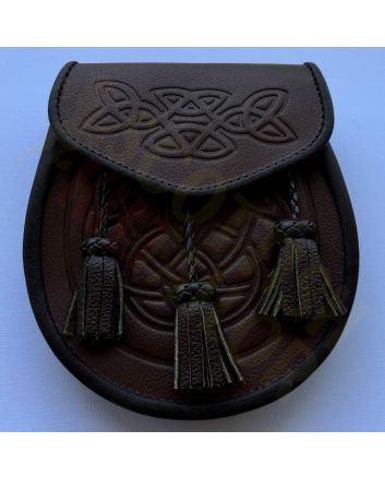 Brown Celtic Embossed Lether Sporran