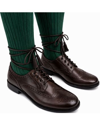 Brown Ghillie Brogue Kilt Shoes, Brown color for Male