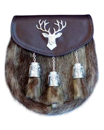Brown Cow Leather with Seal Fur Kilt Sporran