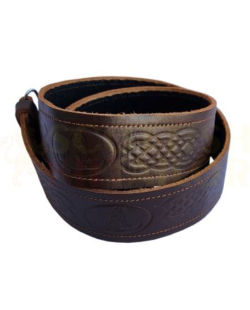 Brown New Embossed Leather Kilt Belt, Brown color for Male