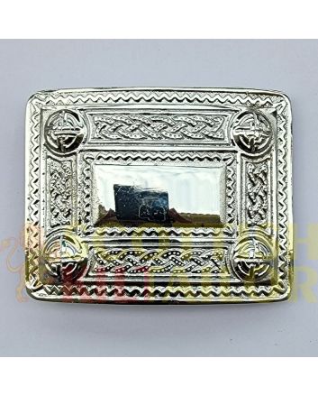 Celtic Knot Silver Kilt Belt Buckle, Silver color for Male