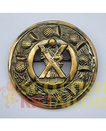 Cross Badge Antique Kilt Fly Plaid Brooch, Antique color for Male