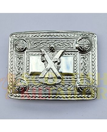 Cross Badge Silver Kilt Belt Buckle, Silver color for Male