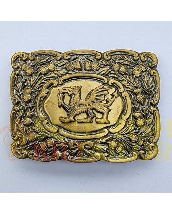 Dragon Badge Antique Kilt Belt Buckle, Antique color for Male