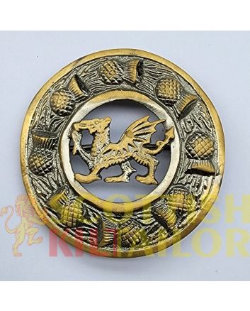 Dragon Badge Antique Kilt Fly Plaid Brooch, Antique color for Male