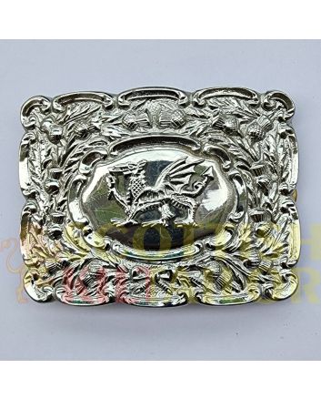 Dragon Badge Silver Kilt Belt Buckle, Silver color for Male