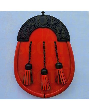 Full Dress Sporran Red Leather Matt Black Celtic Cantle