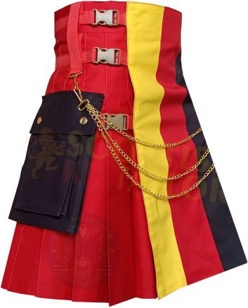 German Flag Kilt Utility Kilt, Red color for Male