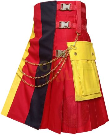 German Flag Kilt Utility Kilt, Red color for Male