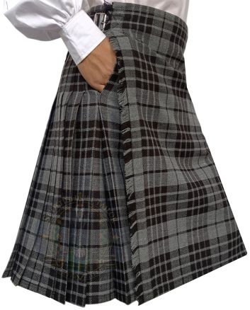 Gray Watch Tartan Kilt With Two Slash Pockets