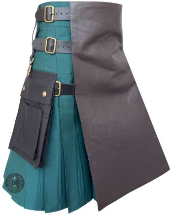 Green Fashion Kilt With Brown Leather Apron