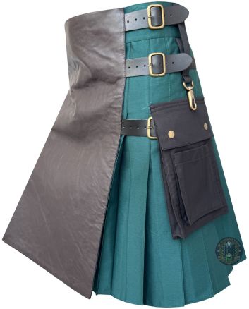 Green Fashion Kilt With Brown Leather Apron