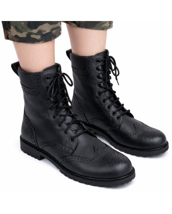 Half Long Black Ghillie Brogue Kilt Boots