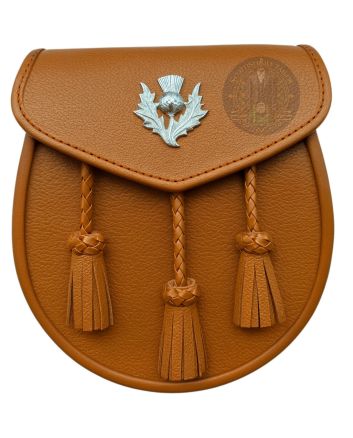 Handmade Tan Brown Leather Semi Dress Sporran