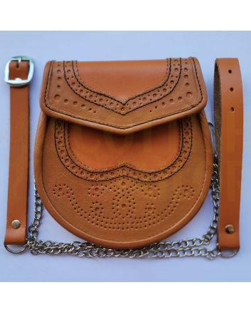 Tan Leather Kilt Sporran For Sale