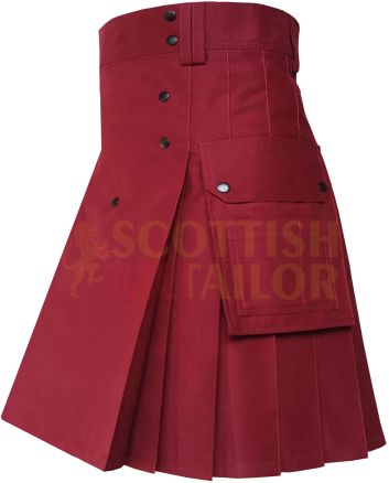 Heavy Cotton Maroon Utility Kilt, Burgundi color for Male