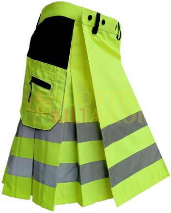 High Visibility Firefighter Kilt For Working Men Kilt, Yellow color for Male
