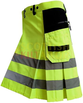 High Visibility Firefighter Kilt For Working Men Kilt, Yellow color for Male