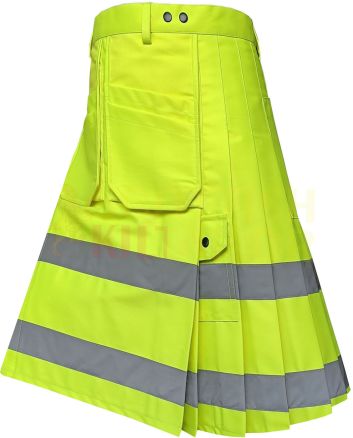 High Visibility Firefighter Kilt Working Men Kilt, Yellow color for Male