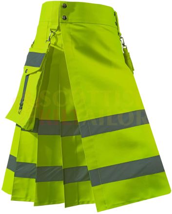 High Visibility Firefighter Kilts Detachable Pocket, Yellow color for Male