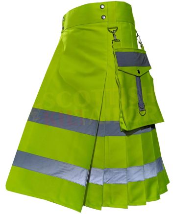 High Visibility Firefighter Kilts Detachable Pocket, Yellow color for Male