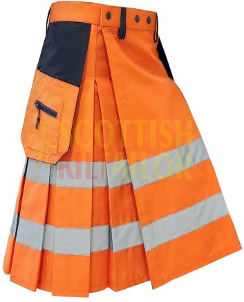 High Visibility Orange Firefighter Kilt For Working Men Kilt, Orange color for Male