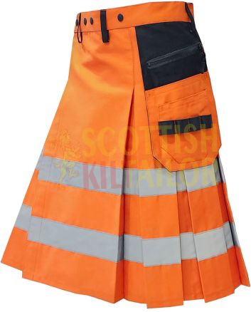 High Visibility Orange Firefighter Kilt For Working Men Kilt, Orange color for Male