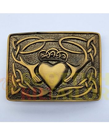 Irish Claddagh Antique Kilt Belt Buckle, Antique color for Male