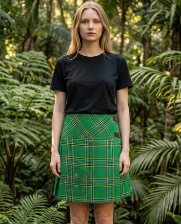 Irish Green Tartan Women Billie Kilt Mini Skirt