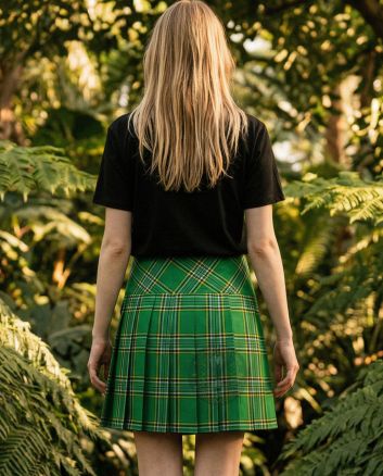 Irish Green Tartan Women Billie Kilt Mini Skirt