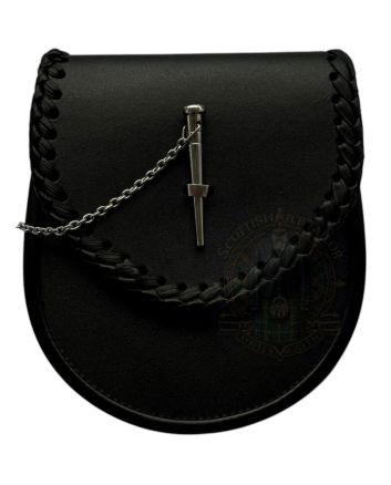 Black Leather Pin Lock Kilt Sporran: Leather Sporran For Sale