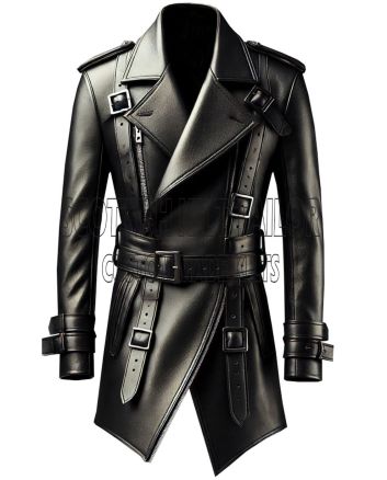 Premium Black Leather Coat Unisex-