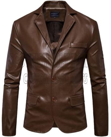 Premium Brown Leather Dress Coat