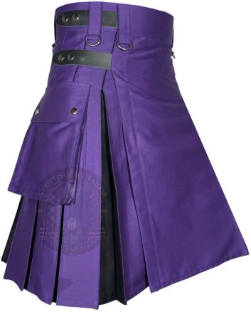 Purple and Black Hybrid Kilt For Men