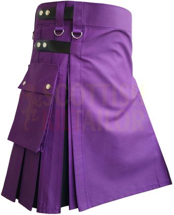 Purple With Black Hybrid Kilt
