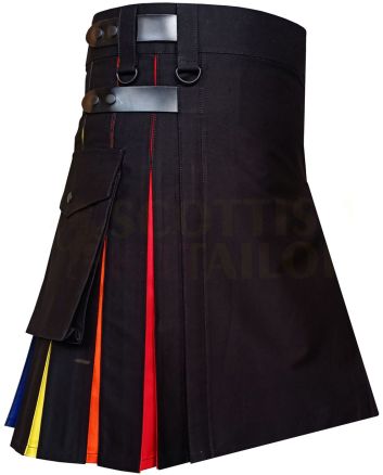 Rainbow Hybrid Deluxe Kilt, Black color for Male