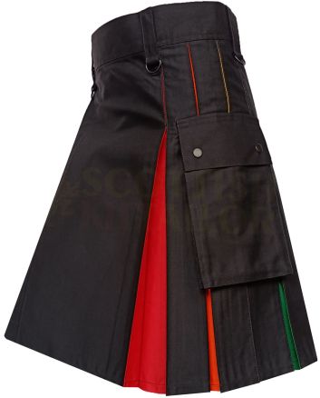 Rainbow Hybrid Kilt, Black color for Male