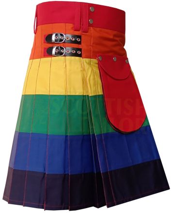 Rainbow Hybrid Utility Kilt, Rainbow color for Male